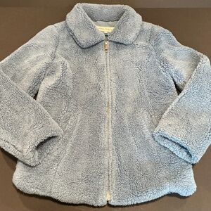 Sebby Faux Fur Teddy Jacket Blue Sherpa Zip Up Coat Cozy Winter Jacket Size M